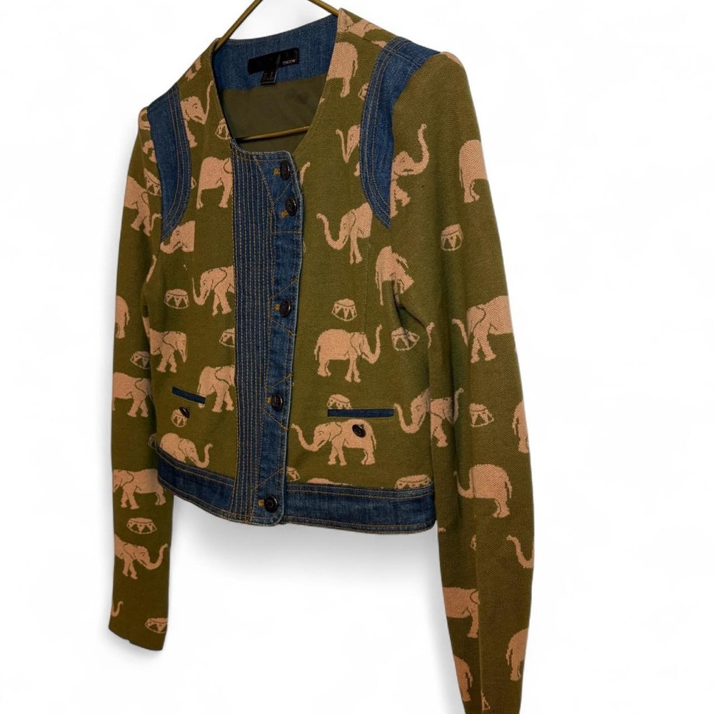 TNGT brand (+ W for women’s) cropped denim and knit elephant fabric blazer/coat - Picture 6 of 7